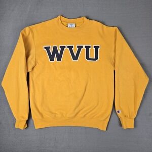 West Virginia Sweatshirt‎ Mens Medium Yellow Champion Reverse Weave WVU